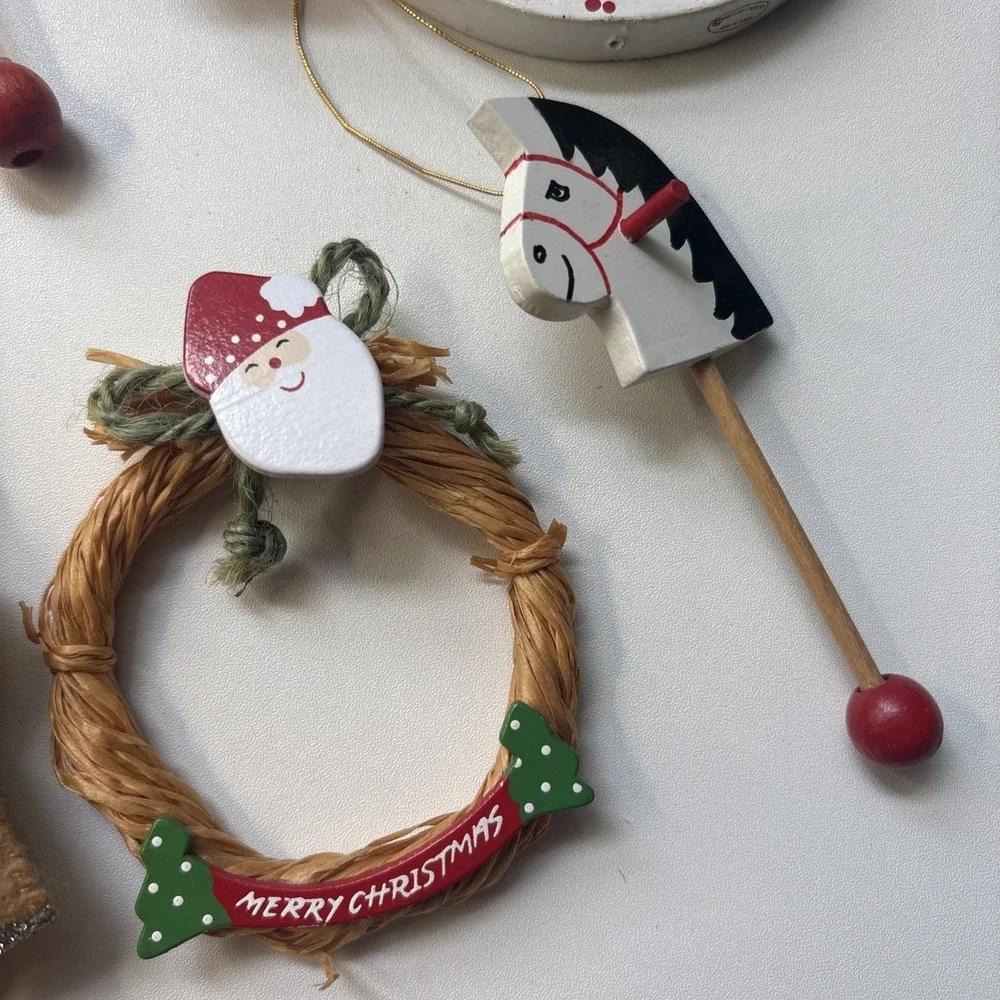 7 Vintage Ornaments Christmas Holiday Cute